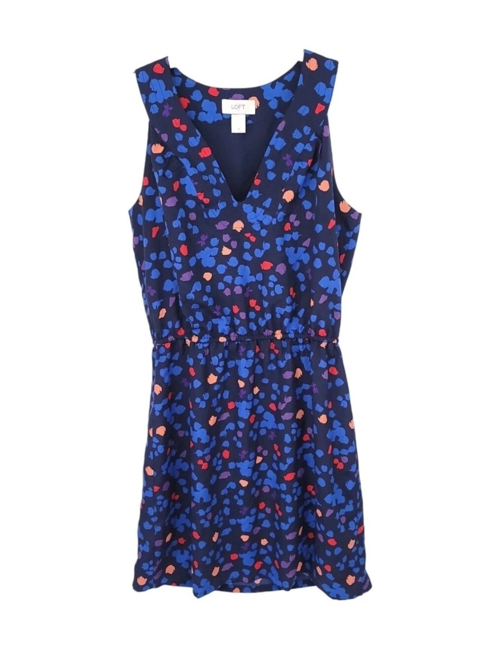 Ann Taylor Loft Dress Womens 2 Mini Short V Neck Sleeveless Colorful A-Line